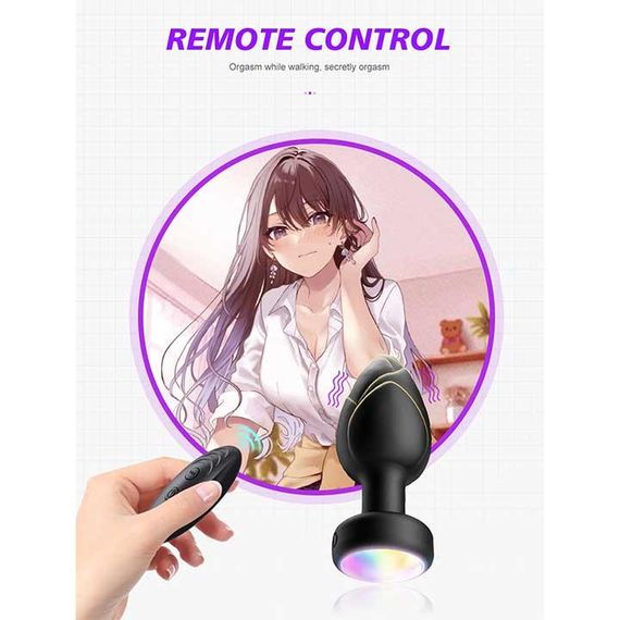 Анальна пробка що світиться з вібрацією і Д/К Light Anal Plug 3,5*9 см чорний — Анальні іграшки | Зображення 1