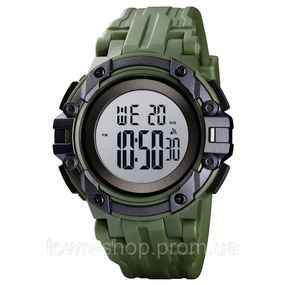 Часы наручные мужские SKMEI 1545AG ARMY GREEN, армейские часы противоударные. Цвет: зеленый