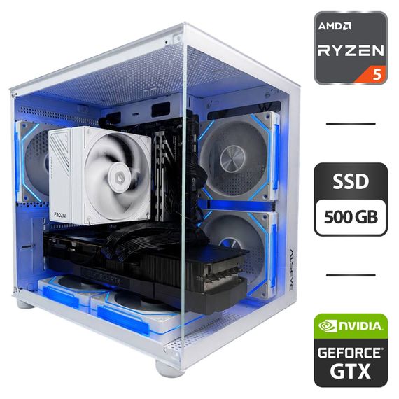 Ігровий ПК Gamdias Aura GC10M ARGB White Tower / AMD Ryzen 5 3600 (6 (12) ядер по 3.6 - 4.2 GHz) / 16 GB DDR4 / 500 GB SSD / nVidia GeForce GTX 1660 Super, 6 GB GDDR6, 192-bit б/в