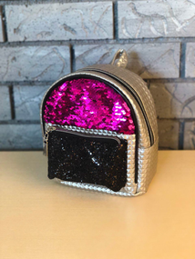 Рюкзак паєтки маленький світлий малиново-чорний