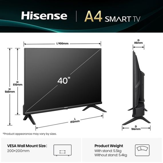 LED-телевізор Hisense 40A4Q | Зображення 2