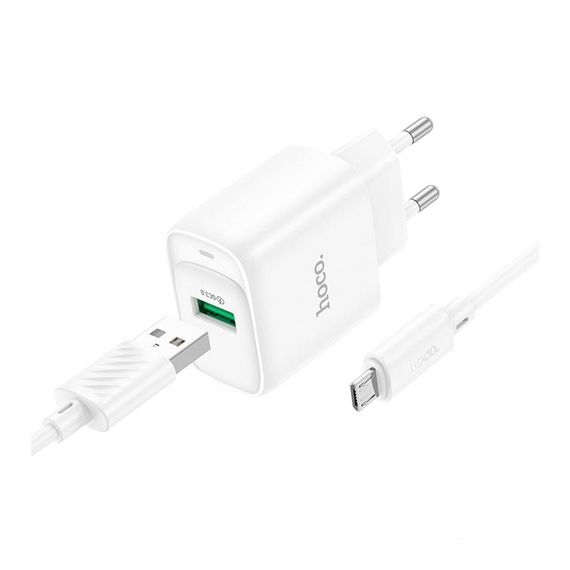 Мережевий Зарядний Пристрій Hoco C140A 1USB QC 18W+USB to Micro Колір Чорний | Зображення 2
