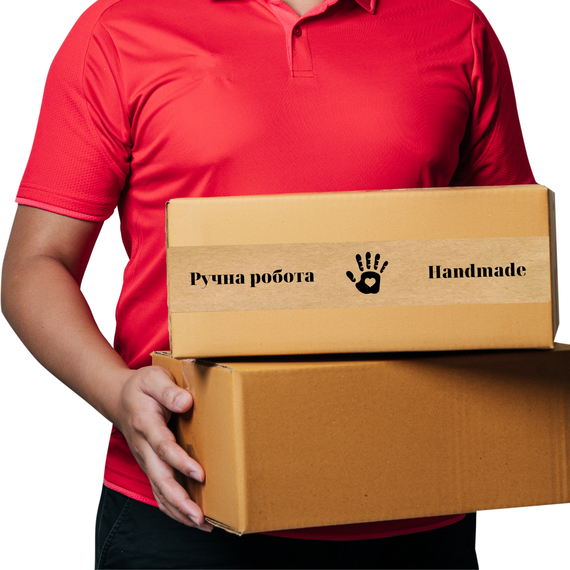 Скотч этикетка крафт "Ручна робота / Handmade", 50х294 мм (100 шт/рулон) с принтом, самоклеющаяся Viskom | Зображення 2