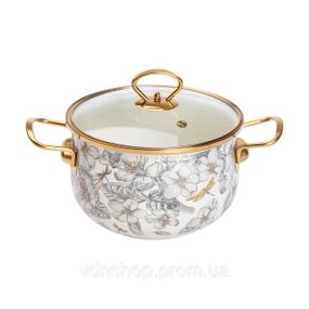 Емальована каструля об'ємом 3,5 л для газових, електричних та індукційних плит HP-2-106