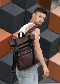 Чоловічий рюкзак ролл Sambag RollTop LTT шоколадний 41 x 30 x 16 см (24238020m)