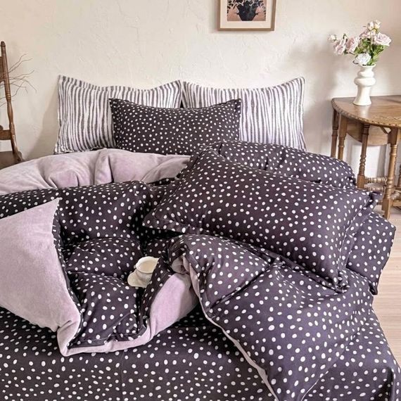 Постельное белье евро из велюра и фланели Colorful Home Print 4 21807 200х230 см