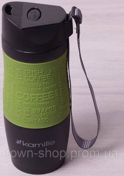 Термокружка Kamille Coffee 380мл с ремешком, нержавеющая сталь KM-2052A | Зображення 1