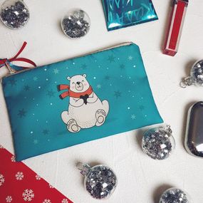 Косметичка женская Мишка в шарфе 20х12 см (K_19NG008)