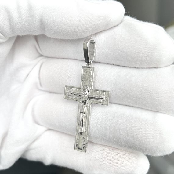 Срібнийродований хрест із розп'яттям, довжина 5 см, 925 проби | Зображення 3