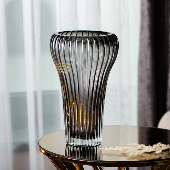 Стеклянная ваза, декоративная, серая, 27,5 см HP-1730 | Зображення 2