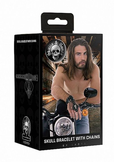 Прикраса на руку Skulls & Bones Skull Bracelet With Chains, чорна | Зображення 2