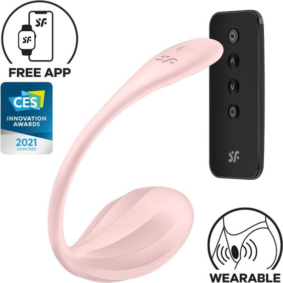 Смарт-віброяйце Satisfyer Ribbed Petal Connect App Rose, керування зі смартфона, пульт ДК sexstyle