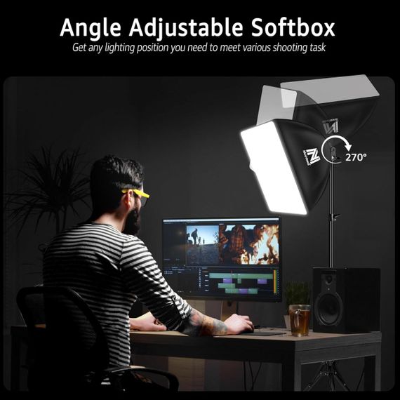 Комплект софтбоксу NiceVeedi 16" x 16" з LED-лампою 5400K та штативом 150 см | Зображення 2