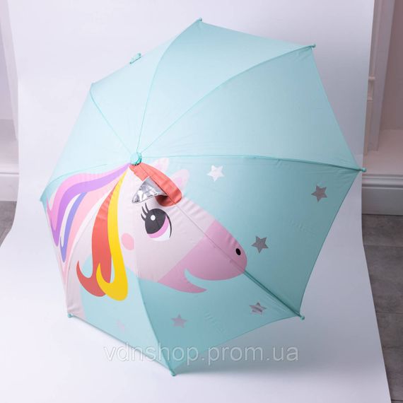 Класична дитяча парасолька-тростина механічна з поліестеру міцна надійна 8 спиць діаметр 89 см М'ятний HP-23-12M