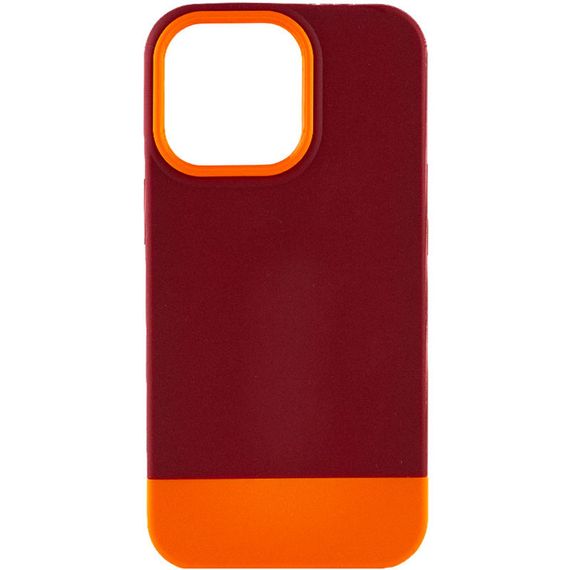 Чохол TPU+PC Bichromatic для Apple iPhone 13 Pro (6.1") Силікон, Brown burgundy / Orange