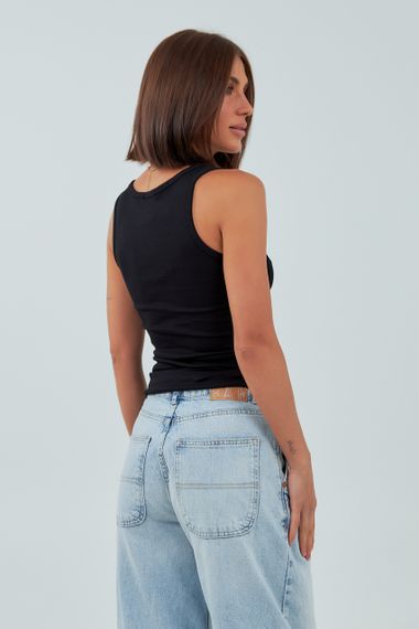 Трикотажна базова майка - чорний цвет, M (є розміри) | Зображення 1