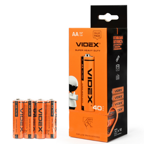 Батарейка сольова AA/R6 (пл-4шт) Videx