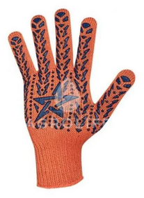 Рукавички 564 трикотаж 280 текс з малюнком ПВХ Зірка клас 7 помаранч ДКГ