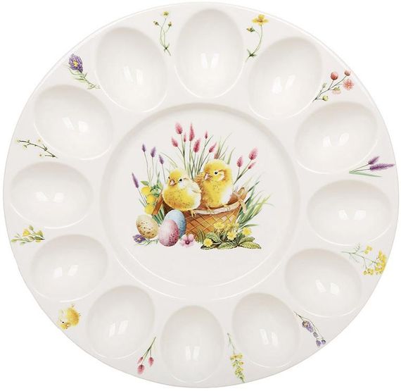 Блюдо порцелянове "Easter Melody" (Курчата) Ø27см для 12ти яєць і паски (великоднє блюдо)
