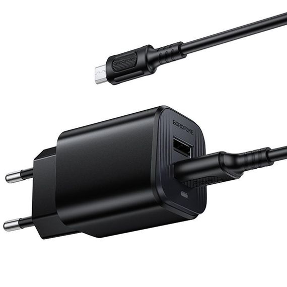 СЗУ Borofone BAS81A Star 10.5W (2USB-A) + кабель USB to MicroUSB Black | Зображення 2