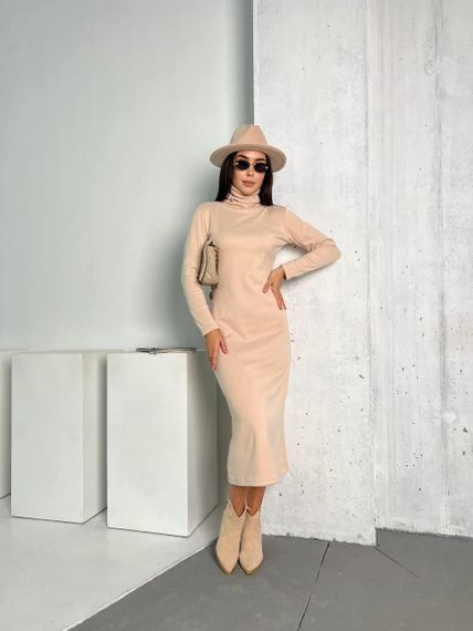 Женское облегающее платье-гольф миди NB24002 бежевое, размер 46/48 | Зображення 1