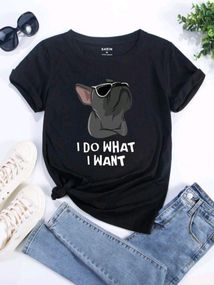 Футболка женская с принтом повседневная XL Черная