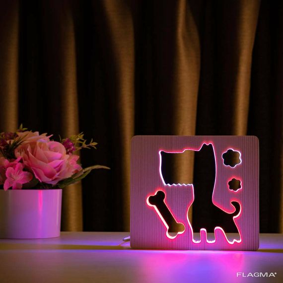 Светильник ночник ArtEco Light из дерева LED "Пес и косточка" с пультом и регулировкой... | Зображення 8