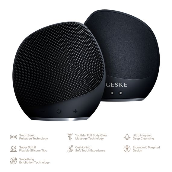 Ультразвукова щітка для тіла та інтенсивний пілінг GESKE Sonic Body Brush&Intensive Exfoliator 7в1 starlight, Чорний | Зображення 1