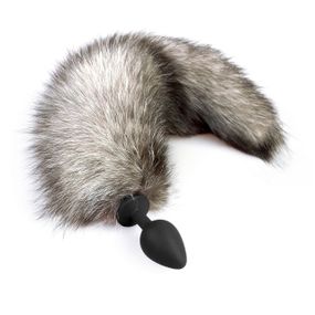 Силіконова анальна пробка з хвостом із натурального хутра Art of Sex size M Artctic fox sexstyle