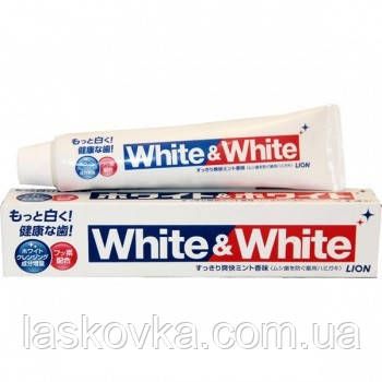 Японська вибілювальна зубна паста з кальцієм і фтором LION White&White, 150 мл | Зображення 1