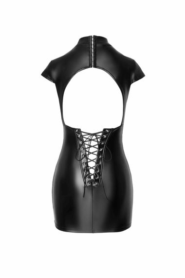 Сукня Noir Handmade F309 Fantasy, 3XL, black, міні, під латекс, короткий рукав, шнурівка ззаду | Зображення 4