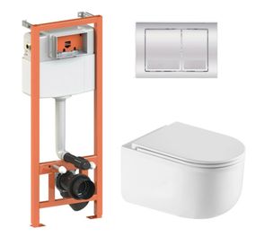 Набір Qtap Nest 4 в 1 підвісний унітаз Taurus Ultra Quiet 490x360x380 + комплект інсталяції QT2433084EUQW46151