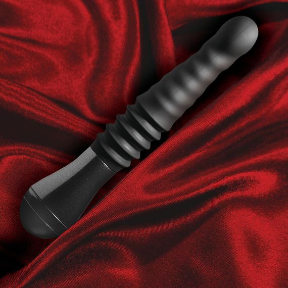 Пульсатор Blush Temptasia – Lazarus Thrusting Dildo – Black, ребристий стовбур, 3 швидкості | Зображення 7