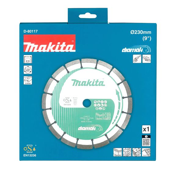 Диск алмазный сегментный по бетону 230х 22.23(20) мм Makita Diamak D-80117 | Зображення 1