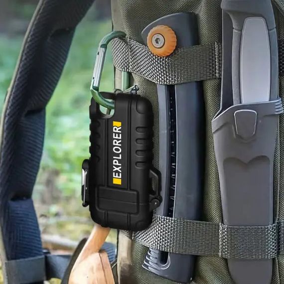 Дугова електроімпульсна запальничка водонепроникна EXPLORER HL-516, акумуляторна. Колір: чорний | Зображення 3