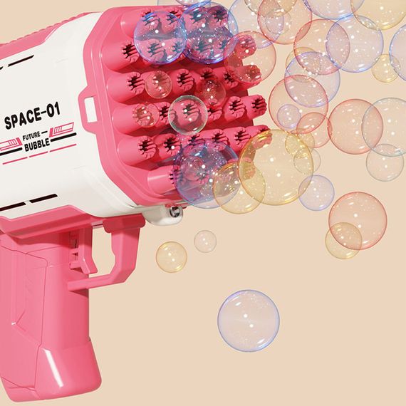 Пістолет для мильних бульбашок Bubble Gun 698-20 з насадками на 32/45 отворів 50ml Pink | Зображення 1