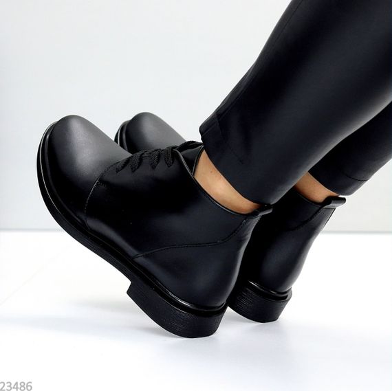 Класичні чорні черевики натуральна шкіра низький хід | Зображення 6