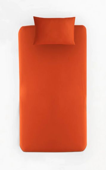 Простирадло Charlotte 180х200 см на гумці з наволочками Цегляний