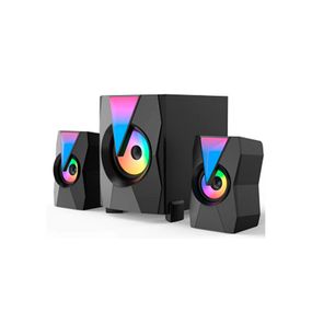 Колонки Kisonli TM-4000U, 5W+2x3W, USB/TF/BT/FM/AUX/LED light, із сабвуфером, DC: 5V, Black, BOX, Q8