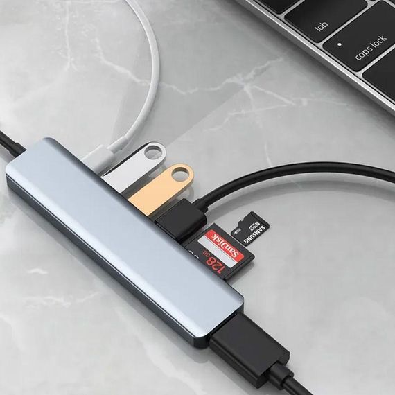 USB хаб концентратор 7в1 (Type-C to HDMI+SD+TF+3хUSB +PD) / Багатопортовий розгалужувач USB | Зображення 5