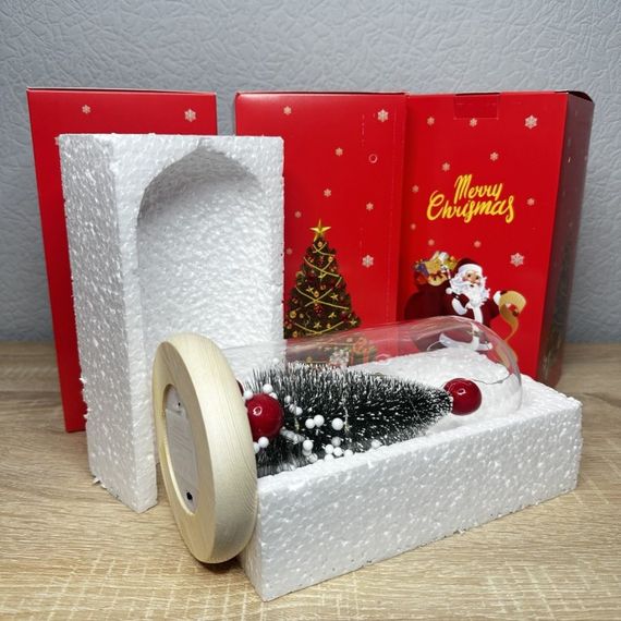 Декоративна ялинка в колбі з LED підсвічуванням, Ялинка в скляній колбі з гірляндою 22 см знижка | Зображення 2