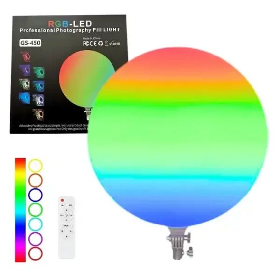 Кругла світлодіодна лампа 45см RGB-LED Fill Light GS-450 кольорова з пультом  для фото та відео | Зображення 5
