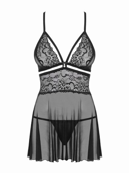 Рубашка Obsessive 838-BAB-1 babydoll, чорний, розмір S/M | Зображення 4