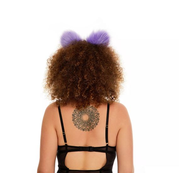 Хутряні вушка кішки з бантиком, Фіолетові з білим OKOVA Sex Aura | Зображення 3