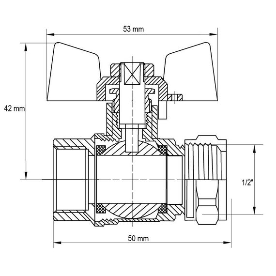 Кран кульовий Koer Wing 16x1/2M (KR.351) (LL1656) | Зображення 1