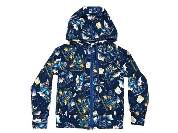 Худи детский весенний осенний толстовка с молнией темно-синий принт Дракон 164 | Зображення 1