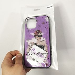 Чехол на Apple Iphone 12 Pro Max девушка в очках. Цвет: фиолетовый JG-54