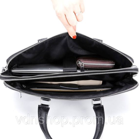 Кожаная мужская сумка для документов и ноутбука 37х28.5х7, офисный деловой портфель Tiding Bag NV23712 черный | Зображення 3