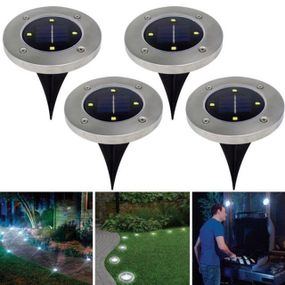 Комплект садових світильників на сонячній батареї Solar Disk Lights, 4 шт ∙ Вуличні ліхтарі з датчиком світла