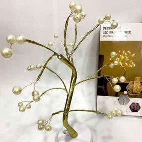 Светильник настольный Дерево круглые лампочки 36 LED 50см Aulife Теплый белый